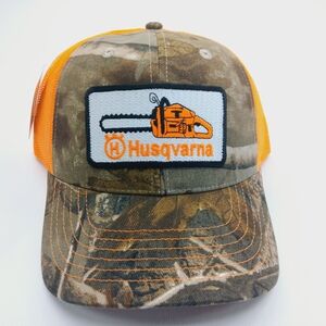 Husqvarna Camo and Orange Trucker Hat